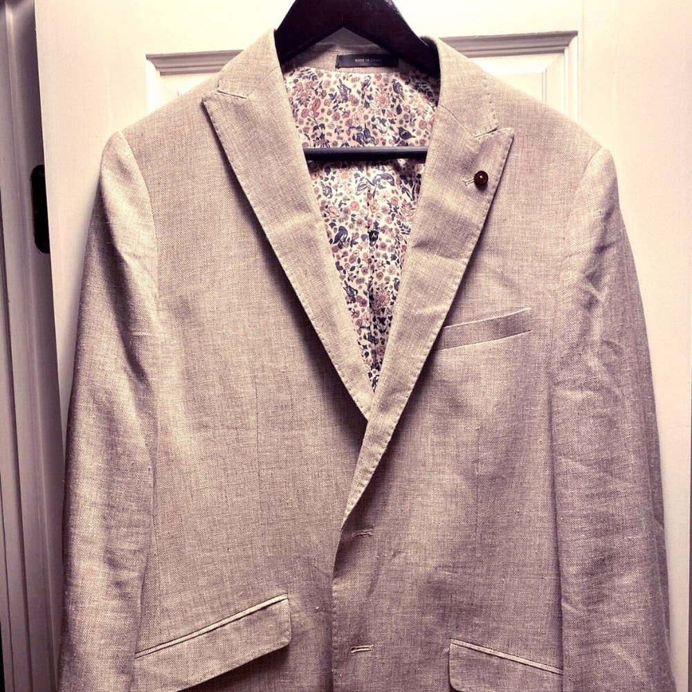 Men's Slim Flit Linen Blazer Primark Tan/Med